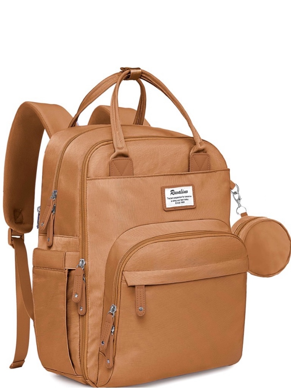 NWT - Ruvalino Brown Baby Diaper Backpack - Spacious Mom & Dad Bag - Polyester
